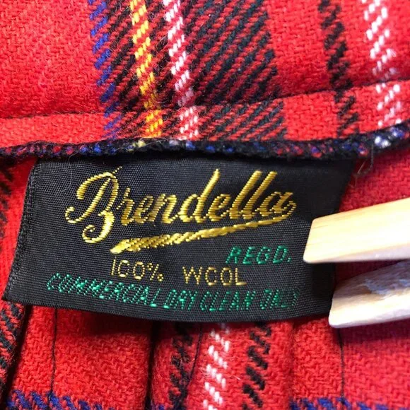 Vintage 100% Wool Skirt Kilt Tartan Plaid Pleated Irish Red Winter Fall Swiftie - Picture 7 of 11